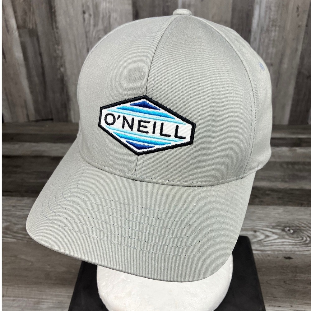 ONeill Mens Flexfit Hat Grey Blue Diamond Logo Patch Baseball Cap L-XL SP2196005